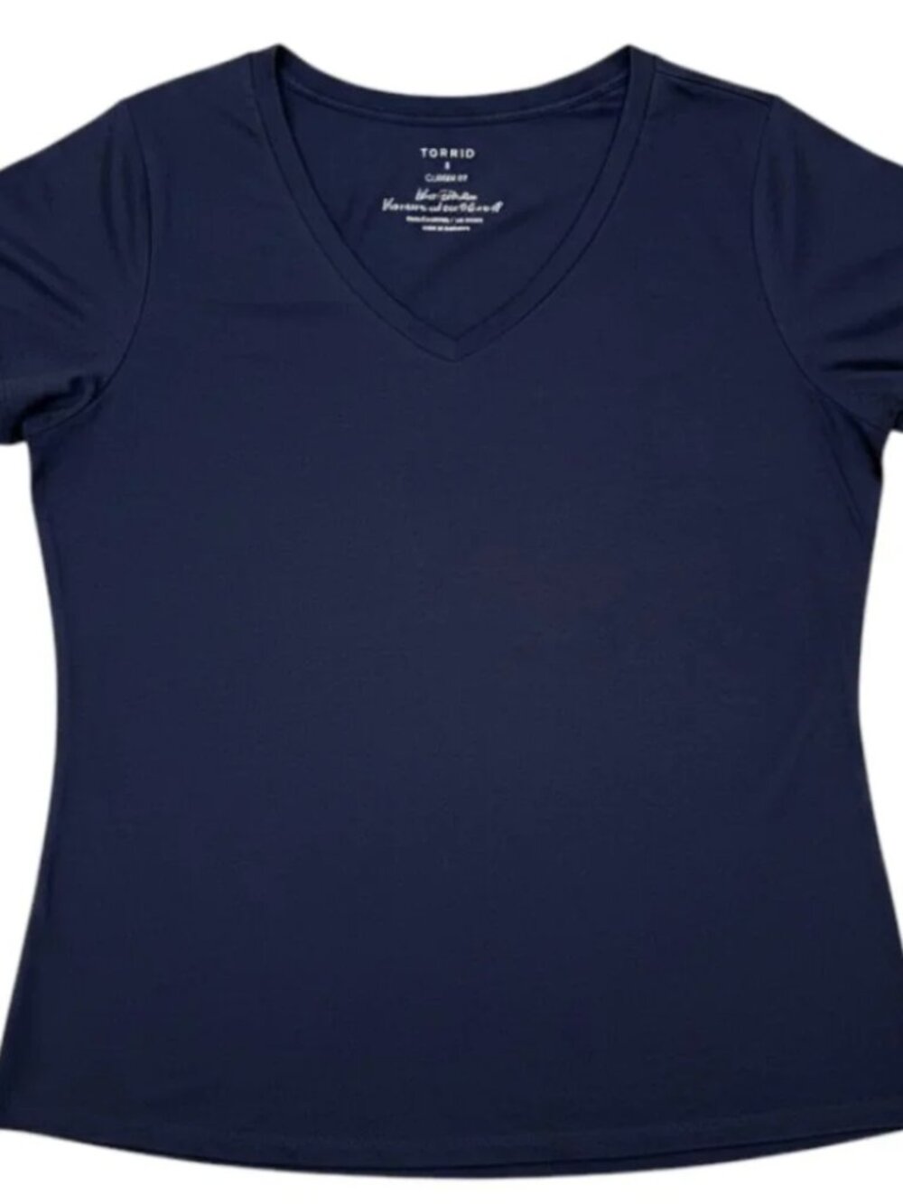 Torrid Top Tee Shirt Womens 2X (2) Solid Navy Blue V-Neck EUC - Picture 10 of 12